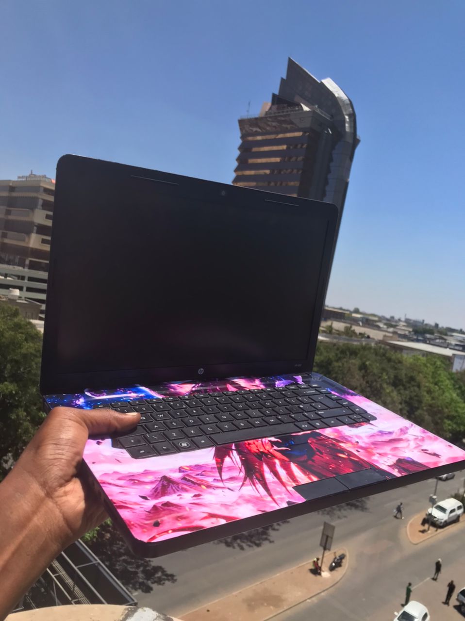 Laptop before custom wrap